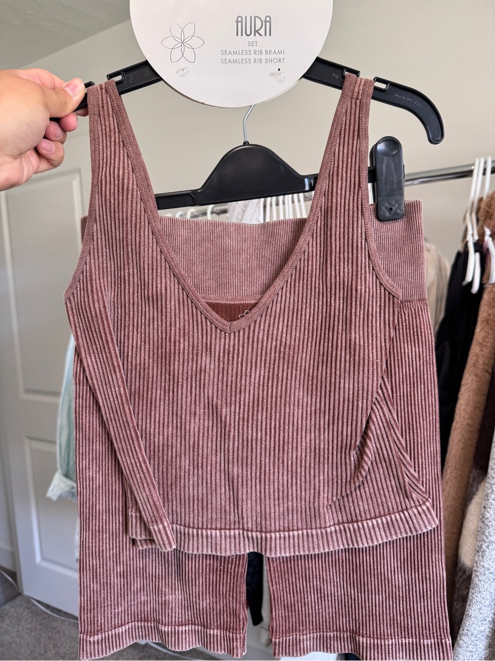 Aura Seamless Ribbed Brami Tank Top - Mauve Rose